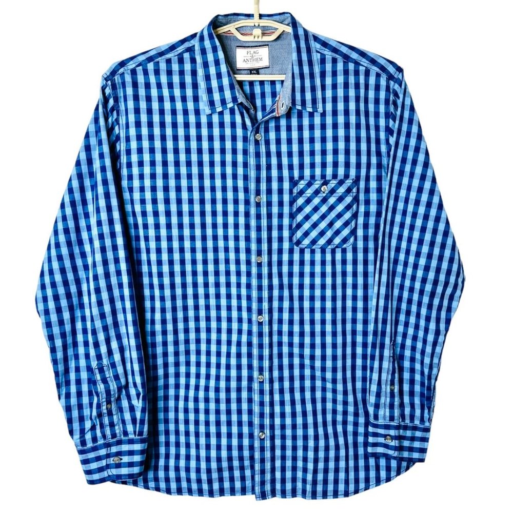 Flag & Anthem Blue Check Cotton Shirt - XXL